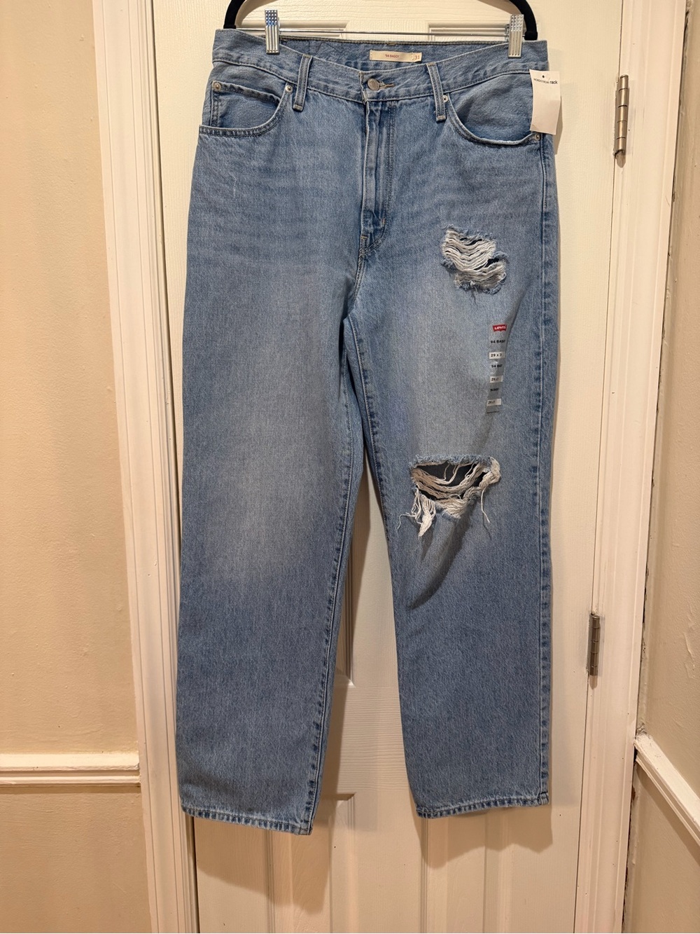 Levi's Light Blue Straight Jeans with Distressed Knees